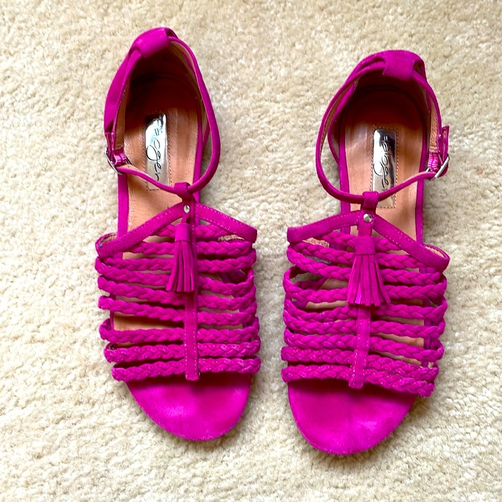Halogen pink 100% suede braided tassel sandals Sz 5.5